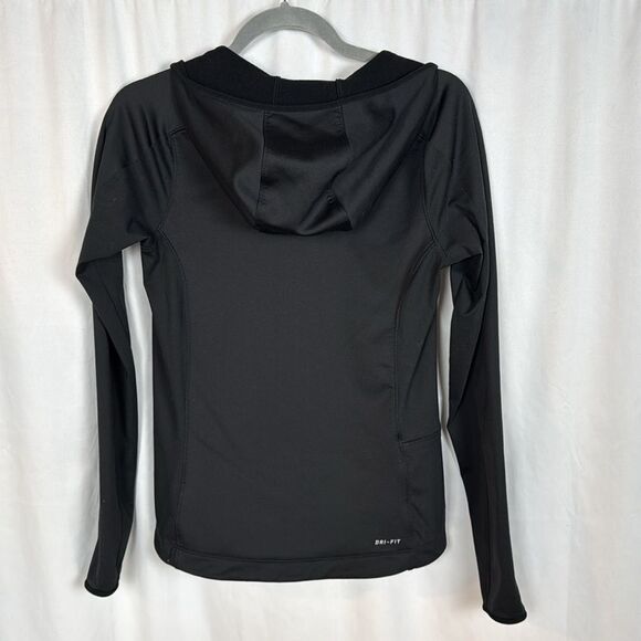 Nike Dri-Fit Black Running Fleece Lined Hooded 1/4 Zip Size Small - Picture 2 of 8